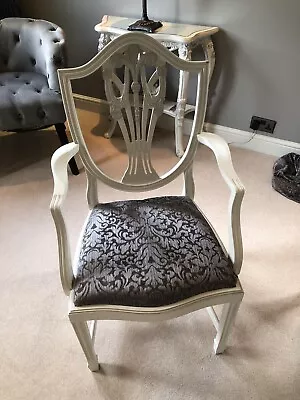 Dining Room Chairs-White/Silver - Hand Painted Set Of 6 • £240