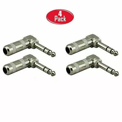 4 Pc Pack 1/4  Right Angle TRS Stereo Audio Cable Plugs 6.35mm Connector Adapter • $12.98