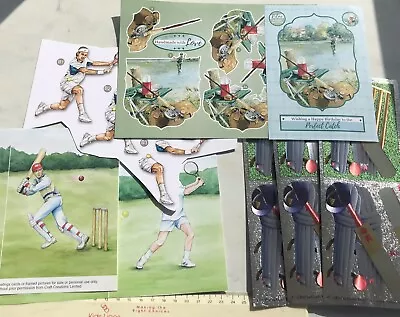 Card Toppers For Men*Tennis* Cricket*FishingPaper Card Foil • £0.99