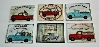 Set Of Six Pickup Truck Farmhouse Decor Refrigerator Fridge Magnets  • $11.95