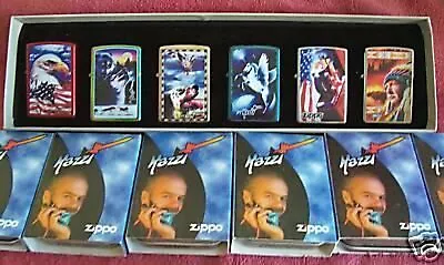 Zippo Collection Of Printed Zippo By Claudio Mazzi 6 Pieces Set Lighter Unfired • £211.44