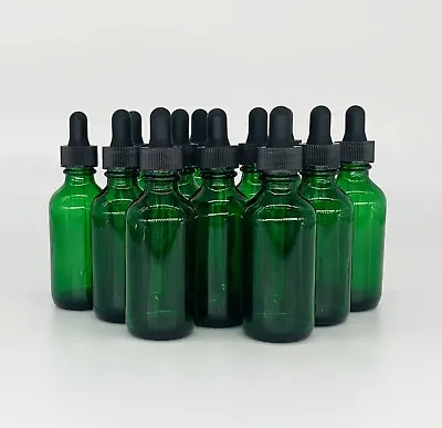 2 Oz Green Boston Glass Bottles With Glass Eye Droppers (12-PACK)  • $14.99