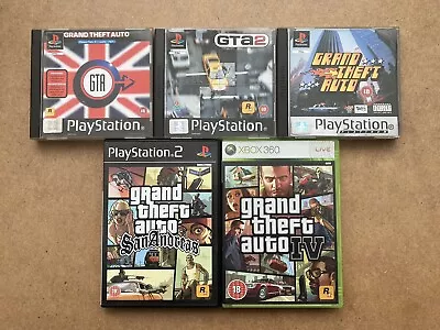 £50 • Buy Grand Theft Auto, GTA 2, GTA London, GTA San Andreas + GTA IV - PS1/PS2/XBOX 360