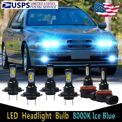 For BMW 525i 530i 540i 2001-2003 6X LED Headlight Bulbs Hi Lo Beam Fog Light HKL • $33.29