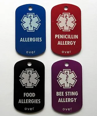Allergy Allergies Medical Alert Tag - Free Custom Engraving Personalization • $9.99