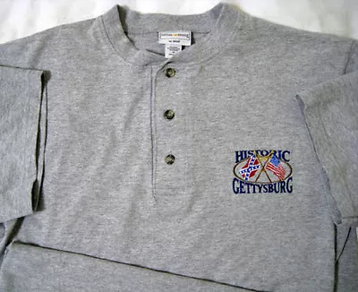 Historic Gettysburg Gray Heather S Small Collarless Polo Shirt New NWOT • $13.45