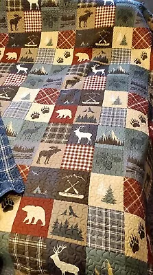 Queen Size 90x86 Light Weight Adirondack Mountain Cabin Quilt • $39.99