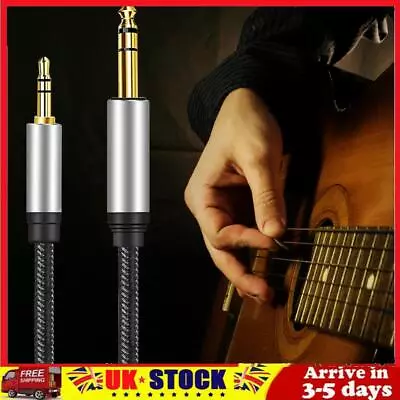 3.5mm To 6.35mm Adapters Jack Audio Cable Speaker Amplifiers For Guitar Laptop • £6.49