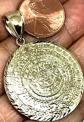 $338.98 • Buy GOLd Aztec Azteca Pendant 10k Calendar Oro SOLID Mayan Sun Necklac 1.75 