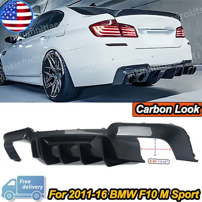 Rear Diffuser Bumper Lip For 2012-16 BMW F10 M5 M Sport Carbon Fiber Look ABS • $149.99