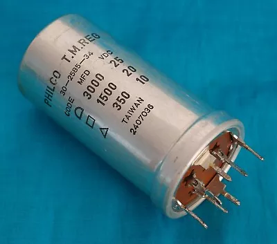 Philco (Micamold) 3 Section Capacitor (30-2585-2 ) : 3000/1500/350uF - 25/20/10V • $9.99