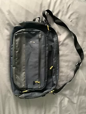 Solo New York Hybrid 15.6 Laptop Briefcase Backpack Rucksack Bag  Navy Grey Nwot • £14.99