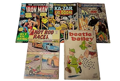 Mixed Lot Of 5 60s/70s Comics Fair Condition Hot Rod Racer Beatle Bailey Ect • $12
