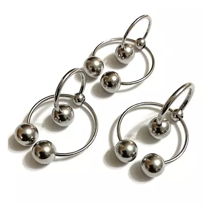 NO FRENUM NEEDED Surgical Steel 14g 12g 10g PA Double Horseshoes 10mm BallsCombo • $37.99