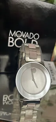 NEW Movado Bold Ceramic Silver Dial Steel And Ceramic Pink Ladies Watch 3600801 • $364.12