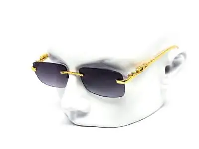 Mens Sunglasses Hip Hop Quavo Migos Rimless SQUARE Frame Clear Lens Gold Shades • $13.99