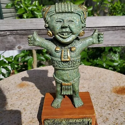 Inca Maya Aztec Chief Statue Crushed Malachite • $57.99