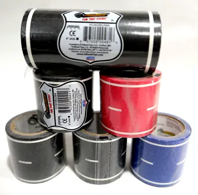 6 New Rolls PlayTape Black Red And Blue 2 Lane Sticker Roads 2 + 4 Inch • $19