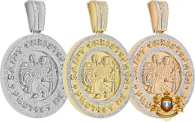 Men's Real Genuine Diamond 0.50 Cwt. Saint Christopher Religious Pendent Charm • $299.99