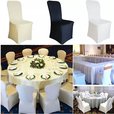 Dining Room Chair Covers Slip SEAT Cover Stretch Removable Wedding Party • £145.89