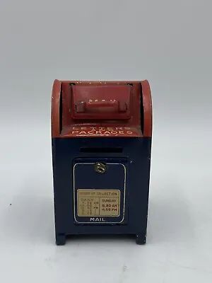 VINTAGE USPS Post Office Mailbox Coin BANK Tin Litho Toy.         G6 • $24