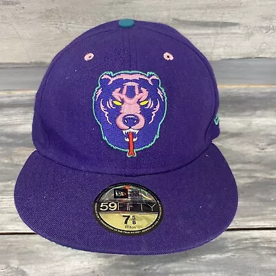 New Era 59Fifty Mishka Death Adder Hat Fitted Cap Size 7 5/8 Purple Bear • $37