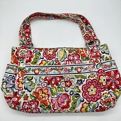 Vera Bradley Hope Garden Floral Large Quilted Shoulder Bag Purse Pink Red Blue • $16.99