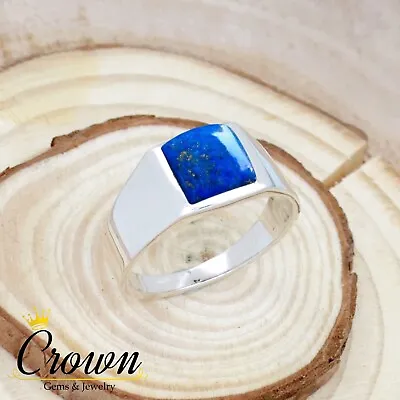 Lapis Lazuli Square Cut 925 Sterling Silver Men's Ring Jewelry - Size US 6-14 • $24.99