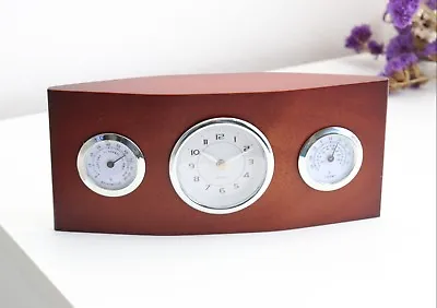 Designo Wooden Desk Table Clock Temperature Humidity Display Business Gift Idea • £6.90