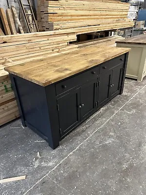 Handmade Rustic 8 Door Kitchen Island Unit. Freestanding Kitchen Furniture. • £1995