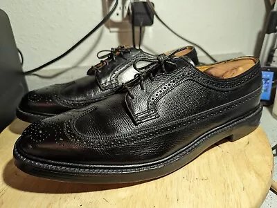 Vintage FLORSHEIM Imperial Black Longwing 13 V-Cleat 5 Nail Oxfords Amazing Cond • $70