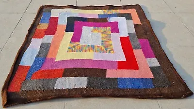 Authentic Hand Knotted Vintage Greece Kilim Kilim Wool Area Rug 2.0 X 2.0 Ft • $29.99