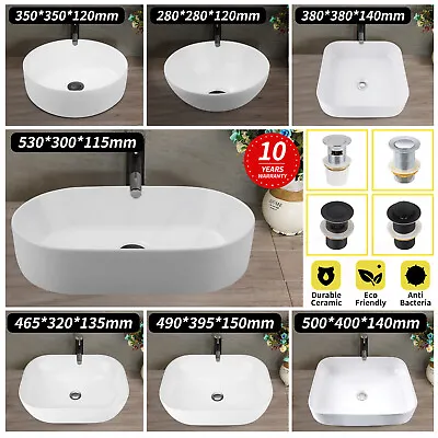 Bathroom Ceramic Basin Vanity Sink Bowls Round High Glossy White Counter Top AAA • $64.97