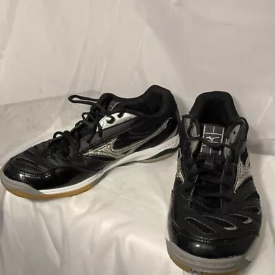 MIZUNO Wave Rally 5 Women's Size 10 Black Silver Volleyball Shoes • $25