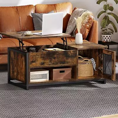 42'' Rustic Wood Coffee Table With Lift Top And Hidden Compartment Living Room • $104.99