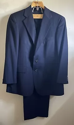 Chaps Ralph Lauren Mens 42R Vintage 2 Button Virgin Wool Navy Suit Pants 34x29 • $79.82