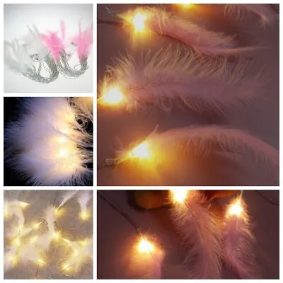 £6.08 • Buy 20 LED Fluffy Feather Fairy String Lights Battery Home Party Wedding Decor