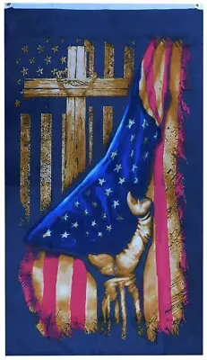 3x5 USA Flag Cross Fist CHRISTIAN REVEAL JESUS 5X3 Woven VERTICAL Flag Banner • $12.88