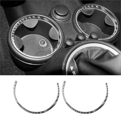 For Mini Cooper 2007-2010 Carbon Fiber Interior Center Cupholder Ring Trim 2Pcs • $14.47