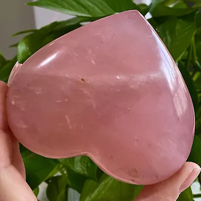 366G Atural Pink Rose Heart Shape Quartz Crystal Heart Healing Gemstone • $0.99