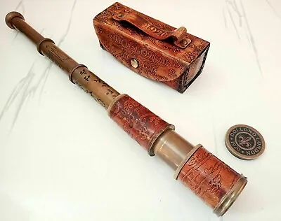 Nautical Antique Brass Monocle Vintage Telescope Spotting Scope Gif • $74.94