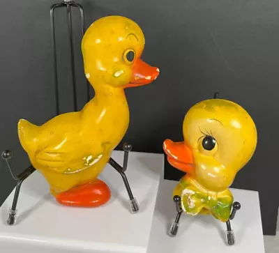 Vintage Chalkware Wall Plaque Decor Standing Duck And Duck With Bow • $23.99