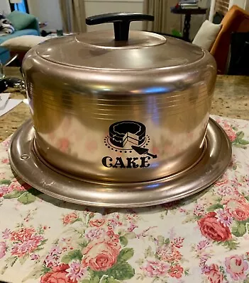 Vintage West Bend Aluminum Cake Carrier Rose Gold Colored With Locking Cover • $40