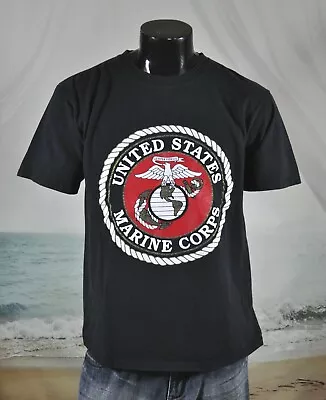 USMC United States Marine Corps Emblem SHIRT Sz L Gold Glitter MJ Soffe USA-Made • $19