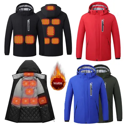 Men Winter Electric Heated Jacket Rechargeable Hooded Heating Warm Outwear Coat • $58.66