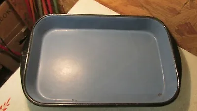 Vintage Blue & Black Enamelware Baking Pan • $18.99