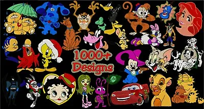 Machine Embroidery Designs - Over 1010 Cartoon Designs- Pes Hus Dst Jef • £6.99