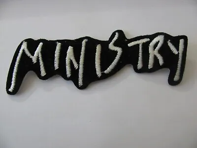 MINISTRY  Iron On Patch 5” Trucker Hat Vtg Rare Jacket Logo Band  Heavy Metal • $8.80