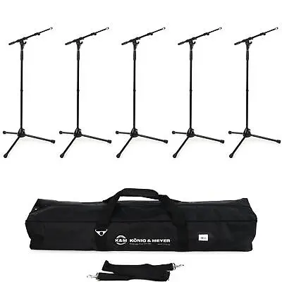 K&M 210/9 Telescoping Boom Microphone Stands And Carry Bag - 5 Pack • $499.99