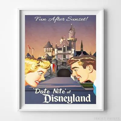 Disneyland Print Date Nite Attraction Disney Art Wall Art Decor UNFRAMED • $12.95